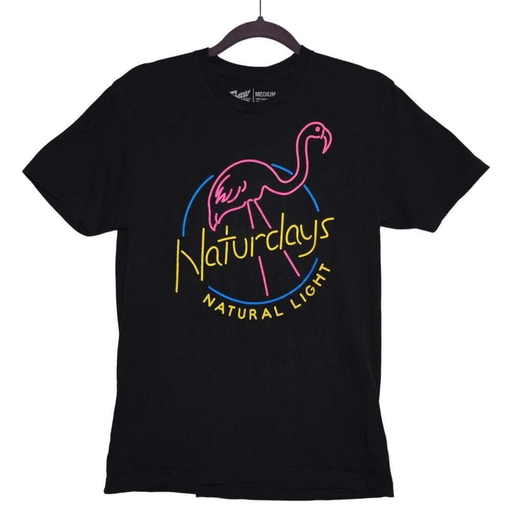 Brew City Naturdays Natural Light Flamingo Neon Graphic T Shirt Mens Size Medium